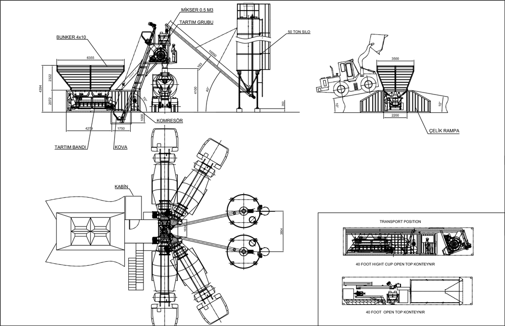 Asurmak CCP 35 m3 Teknik Resim 1 – Kompakt Beton Santrali