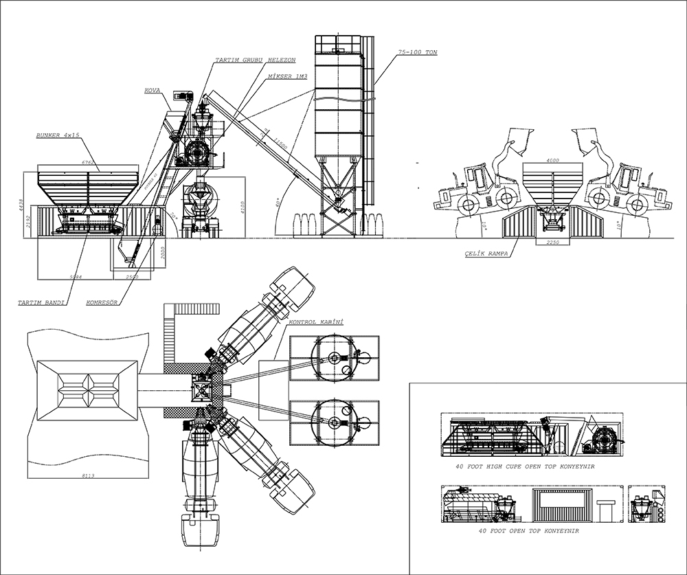 Asurmak CCP 60 m3 Teknik Resim 1 – Kompakt Beton Santrali