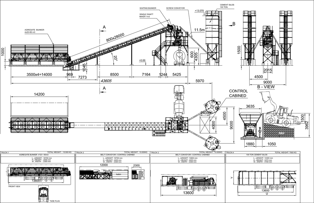 ASURMAK STN-60 m3 Teknik Resim 1 – Sabit Beton Santrali